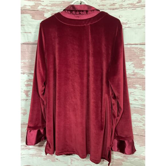 Vintage Venezia Velour Blouse Size 1X Cranberry - Picture 4 of 10